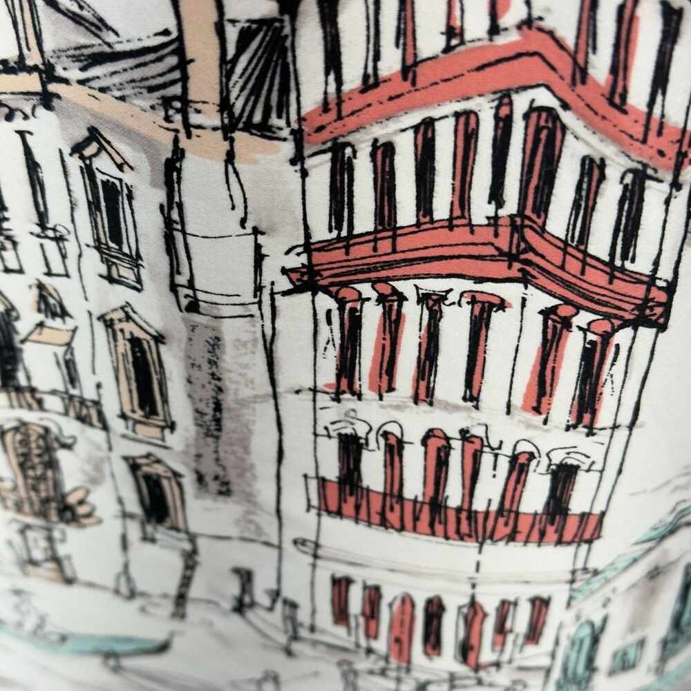 NEW Leslie Fay Venice Gondula Boat White Sleeveless Knee Length Shift Dress 14 - Picture 8 of 17